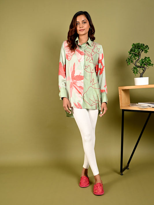 Floral Harmony Digital Print Shirt - Amore