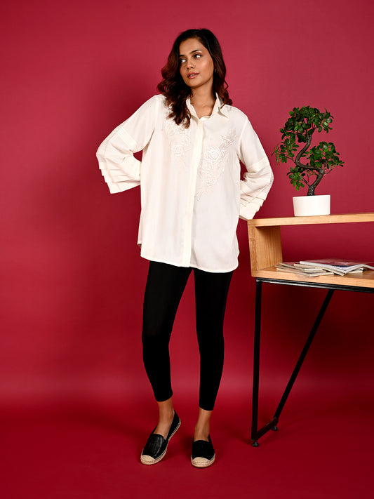 Pure Grace Embroidered Chic Shirt - Amore