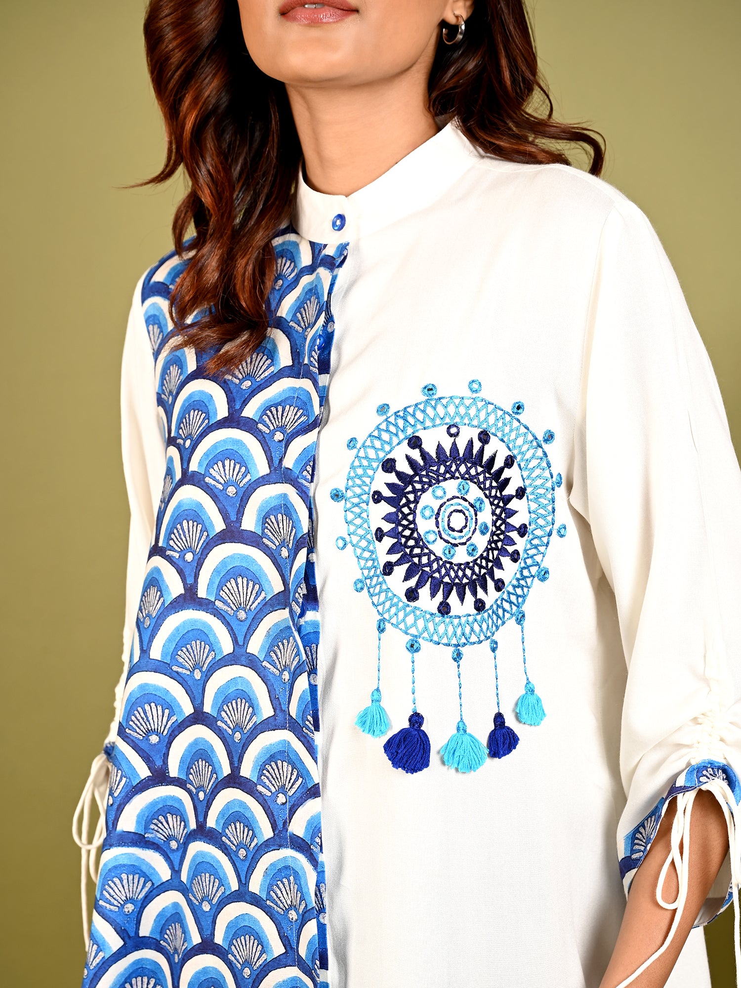 Serene White Embroidery Shirt - Amore