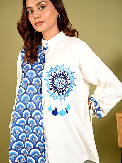 Serene White Embroidery Shirt - Amore