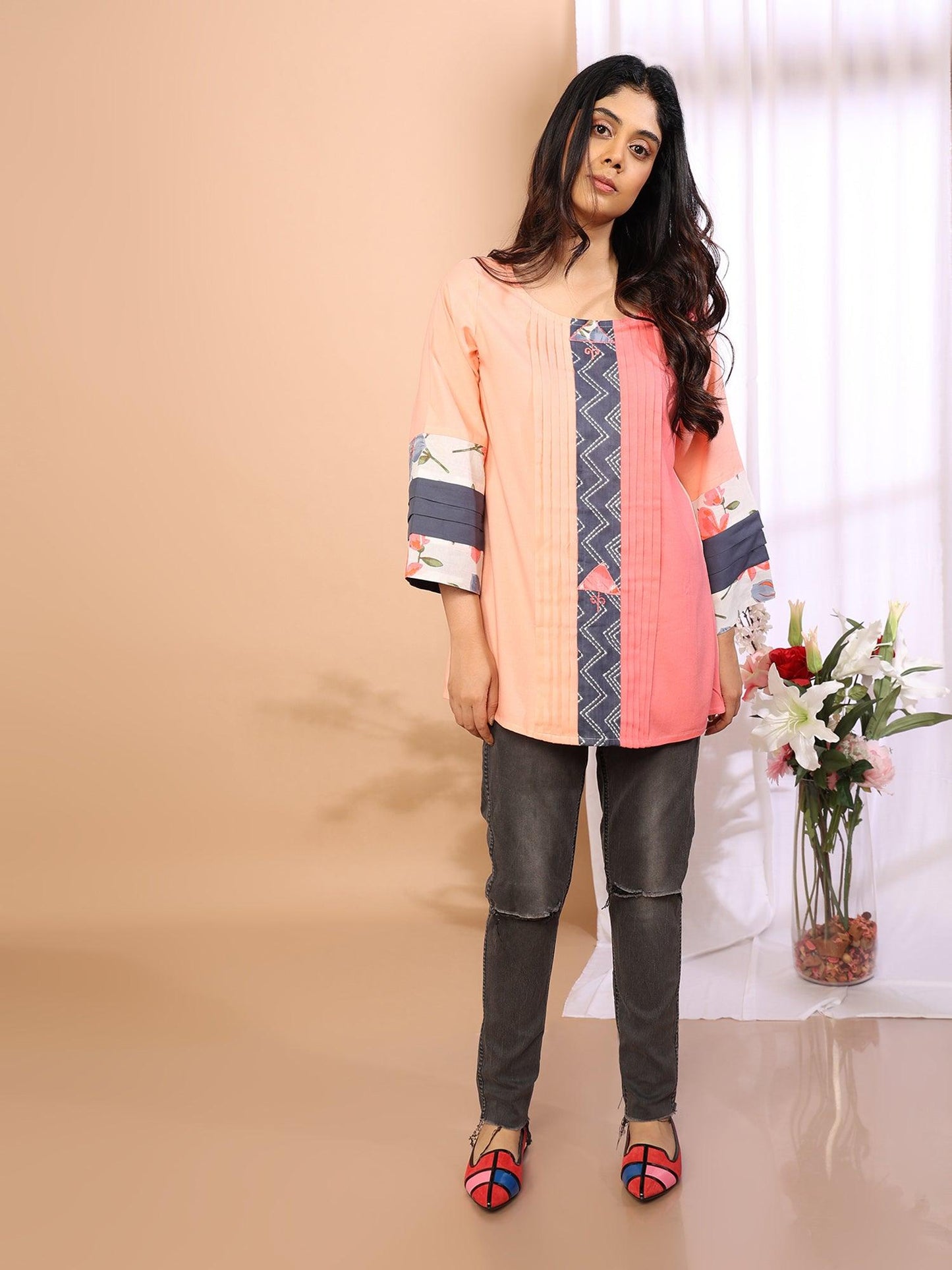 Peach Blush & Pink Bloom Top - Amore