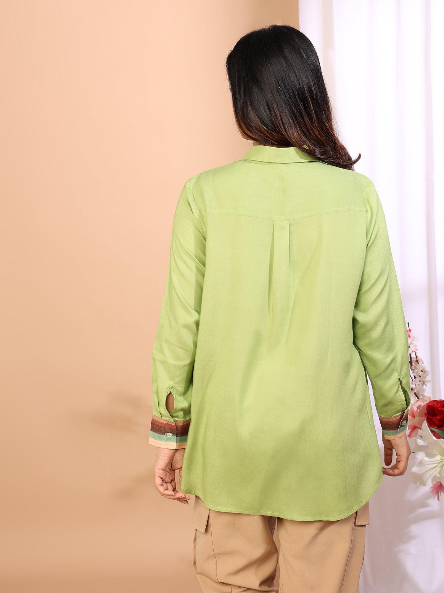 Verdant Elegance Embroidered Shirt - Amore