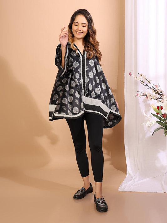 Elegant Black Kimono Blouse - Amore