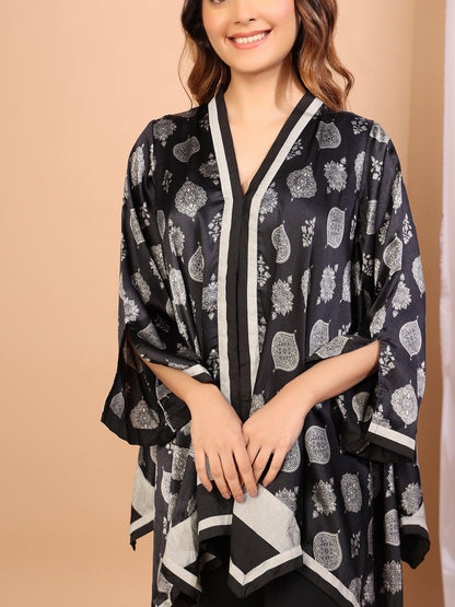 Elegant Black Kimono Blouse - Amore