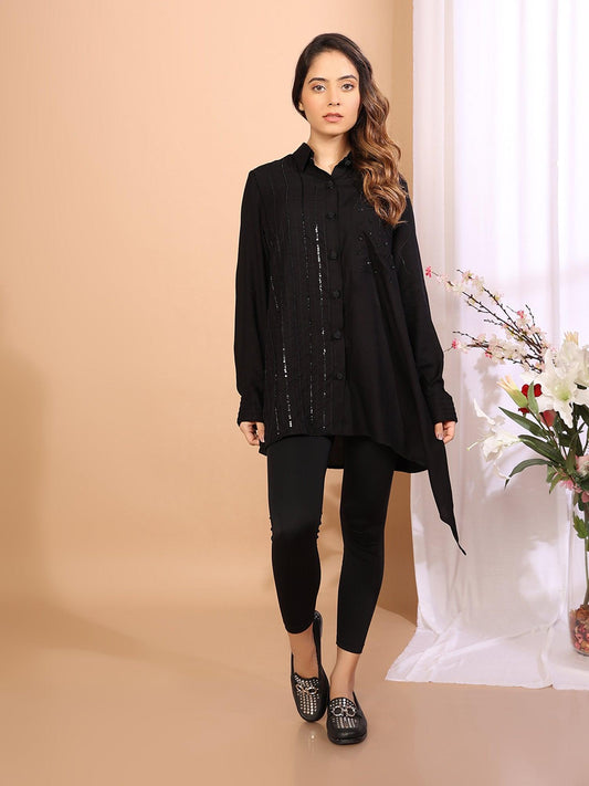 Midnight Glamour Sequin Shirt - Amore