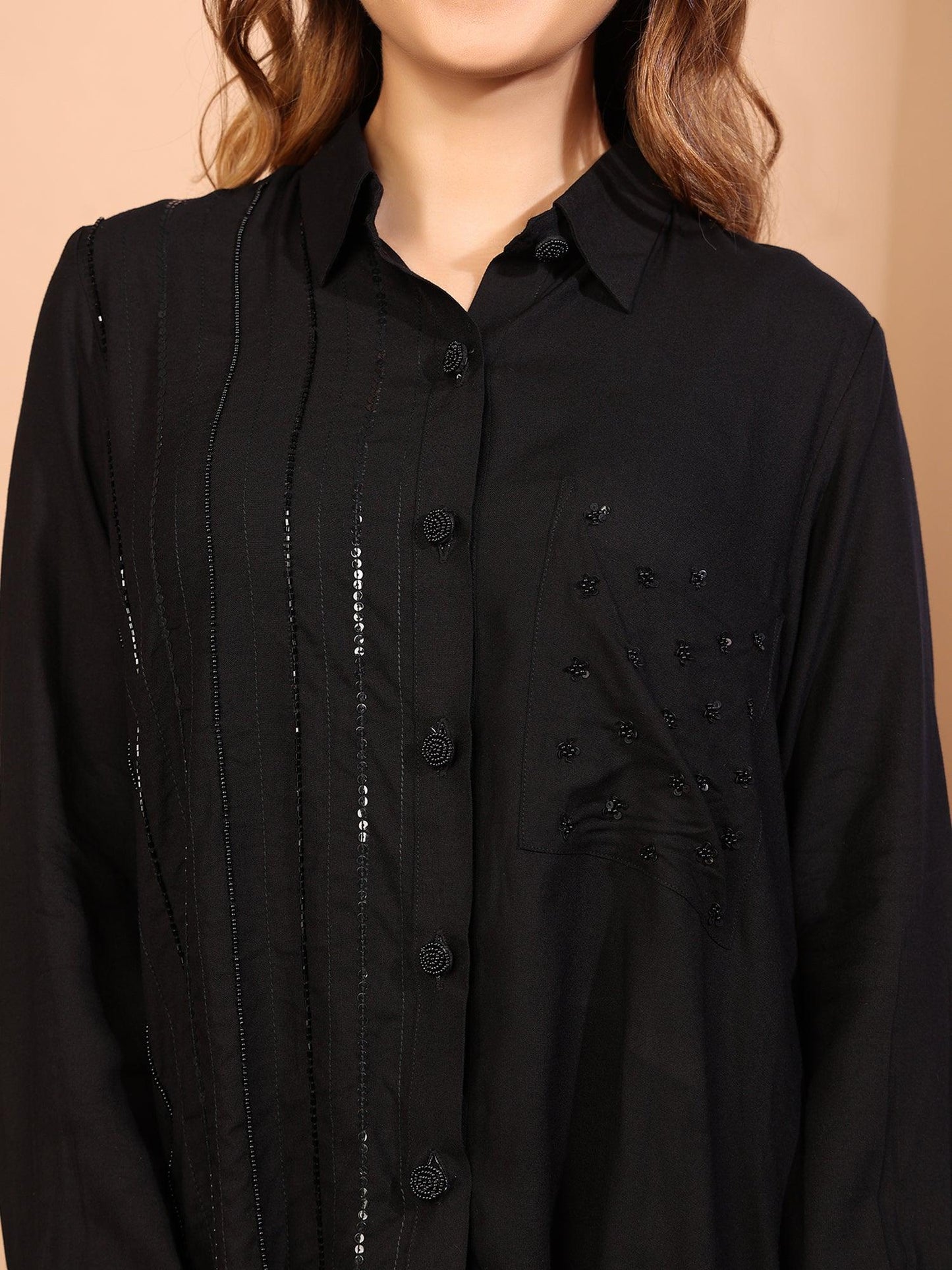 Midnight Glamour Sequin Shirt - Amore