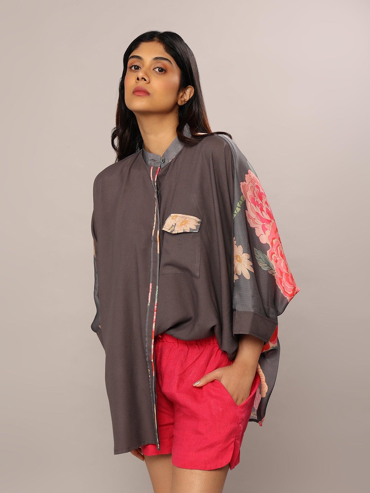 Subtle Elegance Floral Crepe Shirt - Amore