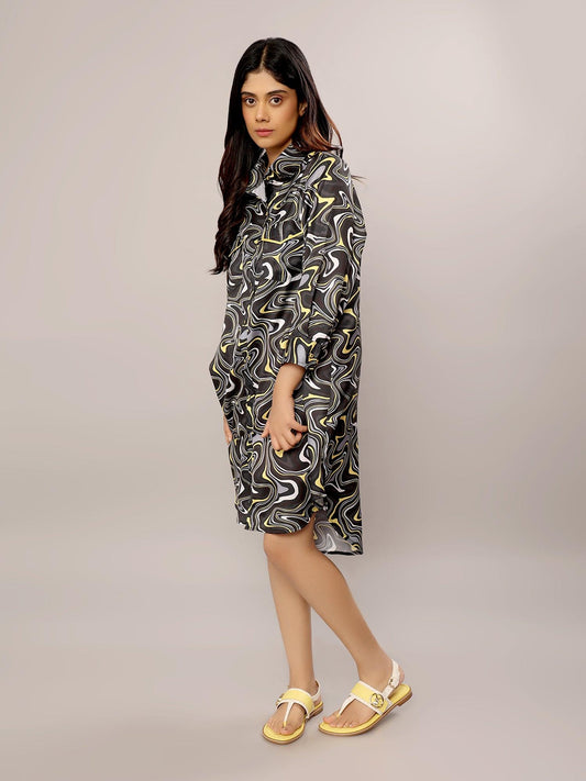 Monochrome Marble Muse Shirt Style Dress - Amore
