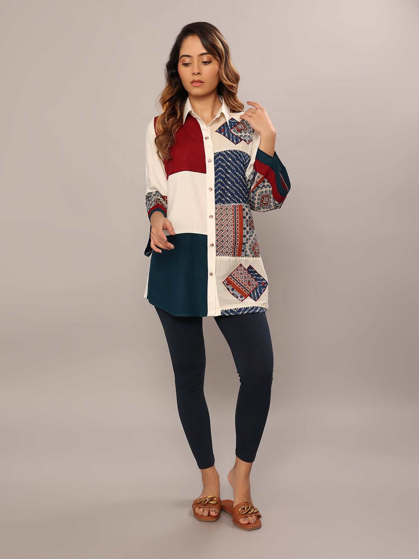 Vibrant Whimsy Patchwork Shirt - Amore