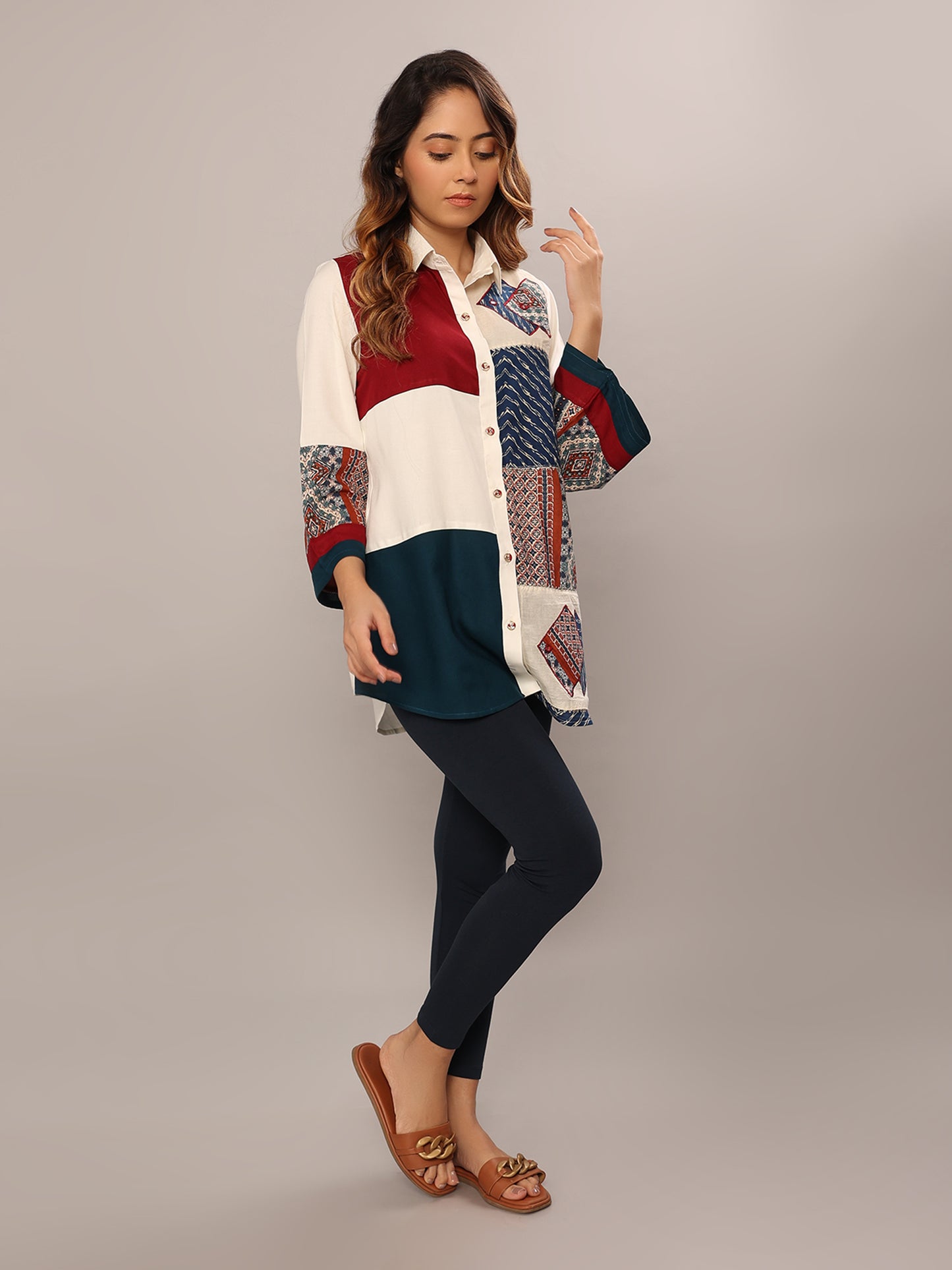 Vibrant Whimsy Patchwork Shirt - Amore