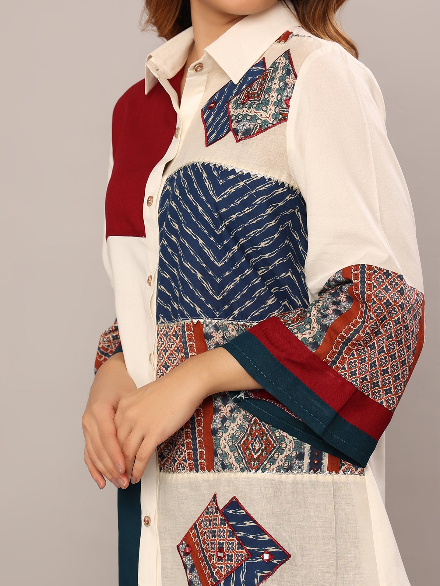 Vibrant Whimsy Patchwork Shirt - Amore