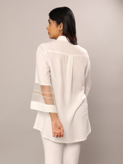 Ethereal Blossom Sheer Sleeve Shirt - Amore