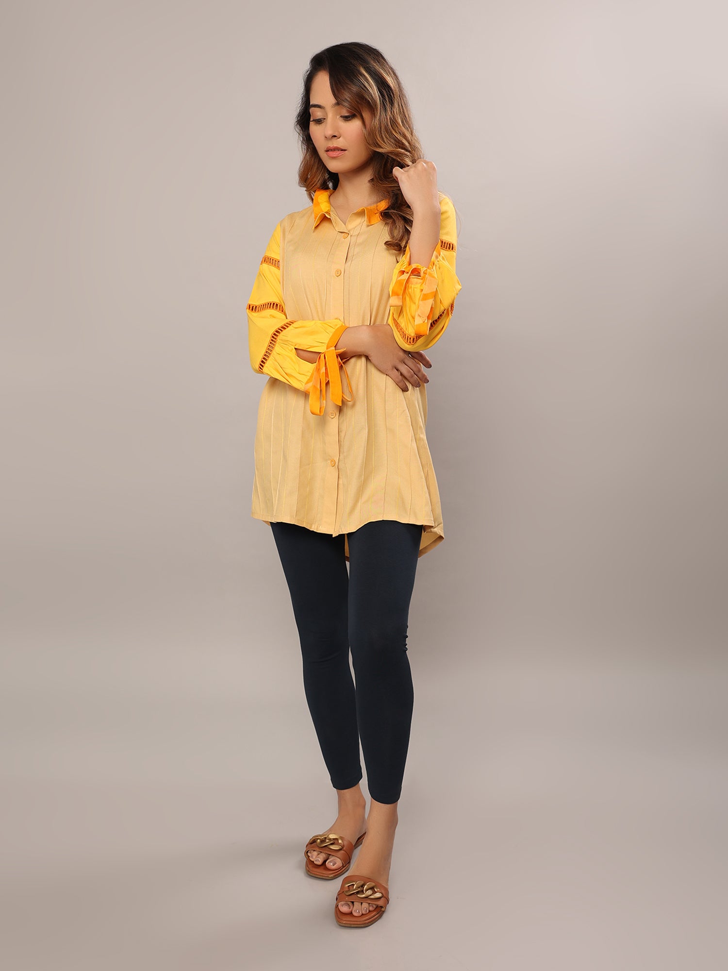 Sahara Sunset Pintuck Shirt - Amore