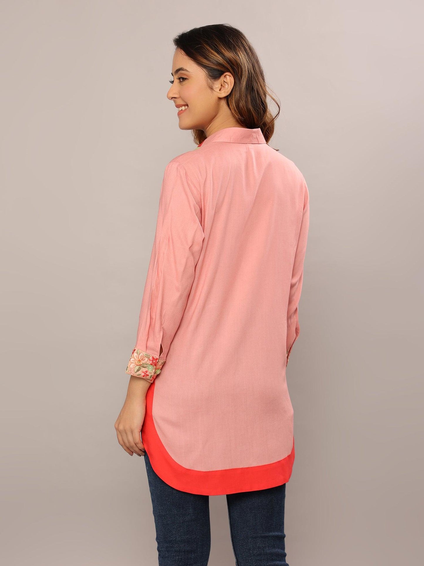 Floral Fusion Pink Border Shirt - Amore