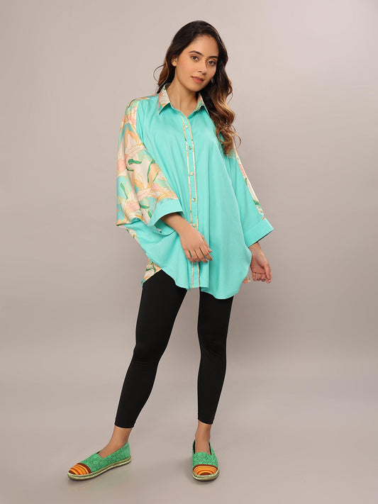 Tropical Leaves Loose Shirt - Amore