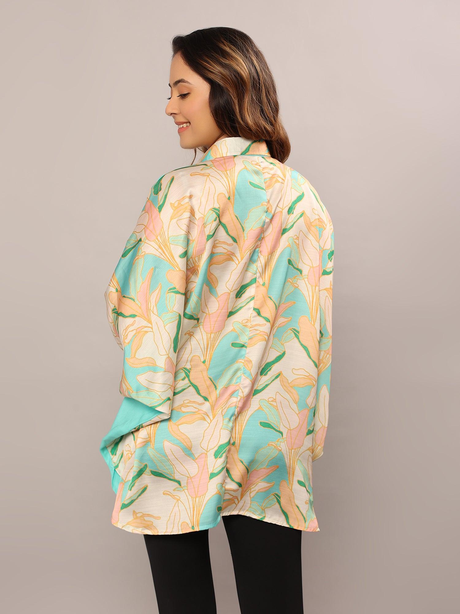 Tropical Leaves Loose Shirt - Amore